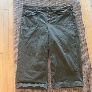 Crop Wide Leg Stretch Twill High Rise Patch Pocket Pant